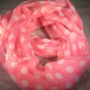 Pink n Whit Polka Dot infinity Scarf
